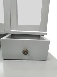 KONDELA Toaletný stolík s taburetom, sivá/strieborná, REGINA NEW