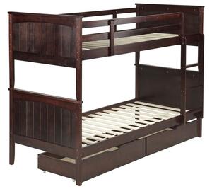Poschodová posteľ 90 cm Alf (tmavé drevo) (s roštom a úložným priestorom). Vlastná spoľahlivá doprava až k Vám domov. 1077389