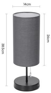 Aigostar - Stolná lampa s USB portom 1xE27/40W/230V čierna