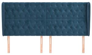 Čelo postele so záhybmi tmavomodrá 203x23x118/128 cm zamat