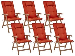 Set 6 ks záhradných stoličiek Amati (tmavé drevo + červená). Vlastná spoľahlivá doprava až k Vám domov. 1077468