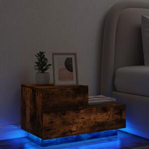 Nočný stolík s LED svetlami dymový dub 70x36x40,5 cm