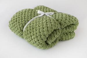Deka Knittingly zelená Ručně pletená deka 130/170