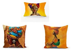 Súprava 3 obliečok na vankúše Minimalist Cushion Covers African Culture, 45 x 45 cm