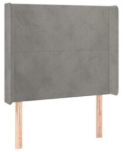 Čelo postele s LED bledosivé 83x16x118/128 cm zamat