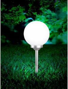 Globo 3378 LED solárna záhradná lampa Solar 4x0,06W | IP44 - na zapichnutie, strieborná, biela
