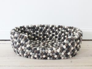 Sivo-biely guľôčkový vlnený pelech pre domáce zvieratá Wooldot Ball Pet Basket, 40 x 30 cm