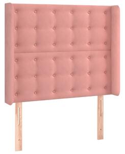 Čelo postele s LED ružové 93x16x118/128 cm zamat