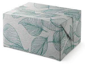 Úložná škatuľa s ľubovoľne skladacím vekom, nízka, sivá s potlačou listov