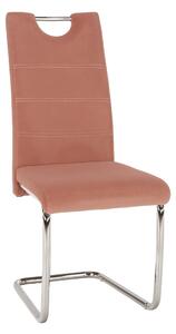 KONDELA Jedálenská stolička, ružová Velvet látka/svetlé šitie, ABIRA NEW