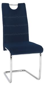 KONDELA Jedálenská stolička, modrá Velvet látka/svetlé šitie, ABIRA NEW