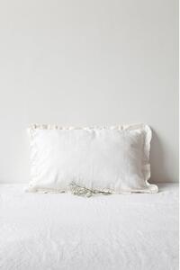 Biela ľanová obliečka na vankúš s riaseným lemom Linen Tales, 50 x 60 cm