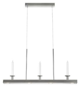 LED závesné svietidlo Dining, nikel, železo, dĺžka 82 cm, stmievateľné., Hliník / sivá / zinok, Obývacia izba / jedáleň, kov, Závesné svietidlo