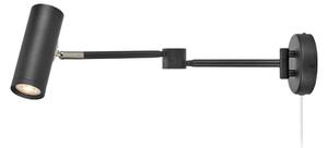 LED nástenné svetlo Arlo, čierne, zástrčka, dĺžka 55 cm, stmievateľné., Čierna, Chodba, kov, Moderný, Nástenné svietidlo