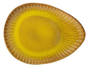 Žltý servírovací tanier z kameniny Bloomingville Cala, 34 x 25,5 cm