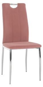 KONDELA Jedálenská stolička, ružová Velvet látka/chróm, OLIVA NEW