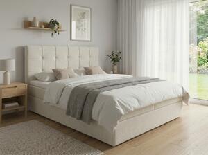 Čalúnená posteľ boxspring DIRELIS VIBE 140x200 cm krémová Matrac: Matrac Bonell pružinový