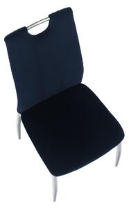 KONDELA Jedálenská stolička, modrá Velvet látka/chróm, OLIVA NEW