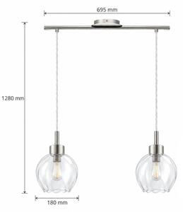 BRILAGI - LED luster na lanku RETRO GLASS 2xE27/60W/230V matný chróm/číre sklo