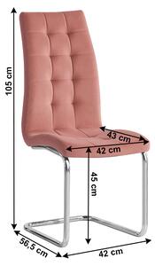 TEMPO Jedálenská stolička, ružová Velvet látka / chróm, SALOMA NEW