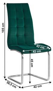 TEMPO Jedálenská stolička, smaragdová Velvet látka / chróm, SALOMA NEW