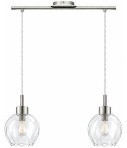 BRILAGI - LED luster na lanku RETRO GLASS 2xE27/60W/230V matný chróm/číre sklo