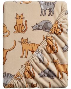 Plachta mikroplyš COLORED CATS 90x200 cm krémová