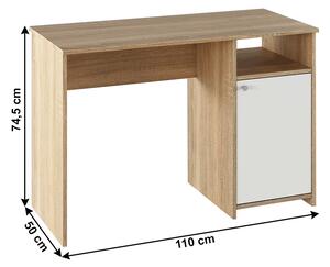 KONDELA PC stôl, dub sonoma/biela, DEDE