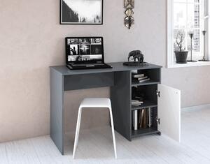 KONDELA PC stôl, grafit/biela, DEDE