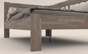 Rohová posteľ APOLONIE pravá, buk/sivá, 140x200 cm