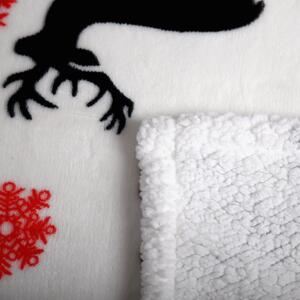TEMPO Obojstranná baránková deka, biela, zimný motív, 150x200, ANIME