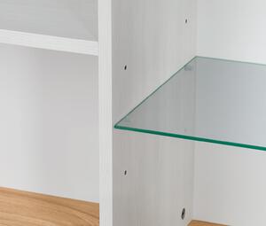 Kredenc so sklenenými dvierkami a úložným priestorom