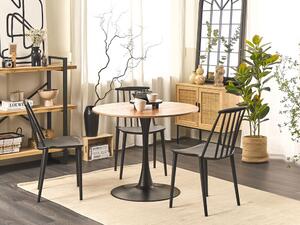 Okrúhly jedálenský stôl Berylle (svetlé drevo + čierna) (pre 4 osoby). Vlastná spoľahlivá doprava až k Vám domov. 1078127