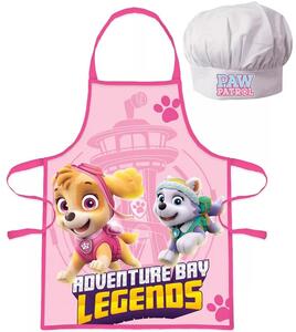 Detská / dievčenská zástera s kuchárskou čiapkou Tlapková patrola - Paw Patrol - Skye a Everest - pre deti 3 - 8 rokov