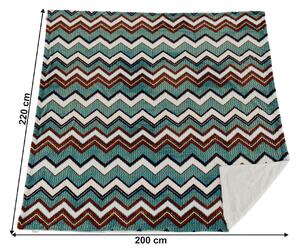 KONDELA Obojstranná baránková deka, biela, farebný vzor, 200x220, ANATH