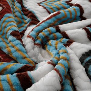 KONDELA Obojstranná baránková deka, biela, farebný vzor, 200x220, ANATH