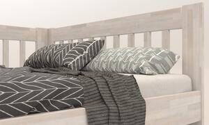 Rohová posteľ APOLONIE ľavá, buk/biela, 180x200 cm