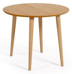 Okrúhly rozkladací jedálenský stôl v dekore duba v prírodnej farbe ø 90 cm Oqui – Kave Home