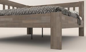 Rohová posteľ APOLONIE ľavá, buk/sivá, 180x200 cm