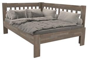 Rohová posteľ APOLONIE pravá, buk/sivá, 160x200 cm