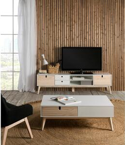 Biely TV stolík s nohami z borovicového dreva Marckeric Kiara
