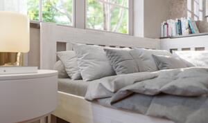 Rohová posteľ APOLONIE pravá, buk/biela, 160x200 cm