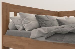 Rohová posteľ APOLONIE pravá, dub/svetlý orech, 160x200 cm