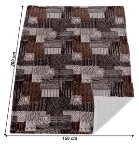 KONDELA Obojstranná baránková deka, biela, vzor patchwork, 150x200, SARTI