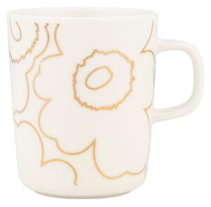 Marimekko Hrnček Oiva Piirto Unikko 0,25l, bielo-zlatý