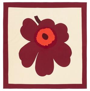 Marimekko Obrus Unikko 140x140cm, vanilka-burgundy