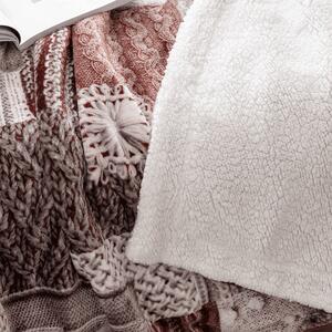 KONDELA Obojstranná baránková deka, biela, vzor patchwork, 150x200, SARTI