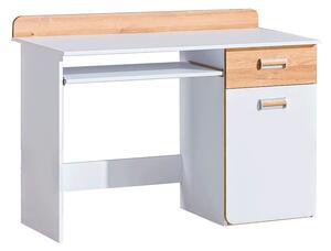 KONDELA PC stôl, biela/dub nash, EGO L10