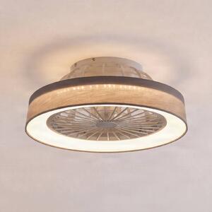 Lindby Stropný ventilátor Mace s LED osvetlením, sivý, Ø 47 cm, tichý,, Hliník / sivá / zinok, Obývacia izba / jedáleň, Plast, Moderný, Závesné svietidlo