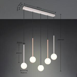 Trio Lighting Závesné svietidlo Firano, farebné, dĺžka 107 cm, kovová, 5-pl., Viacfarebné, Obývacia izba / jedáleň, kov, Moderný, Závesné svietidlo